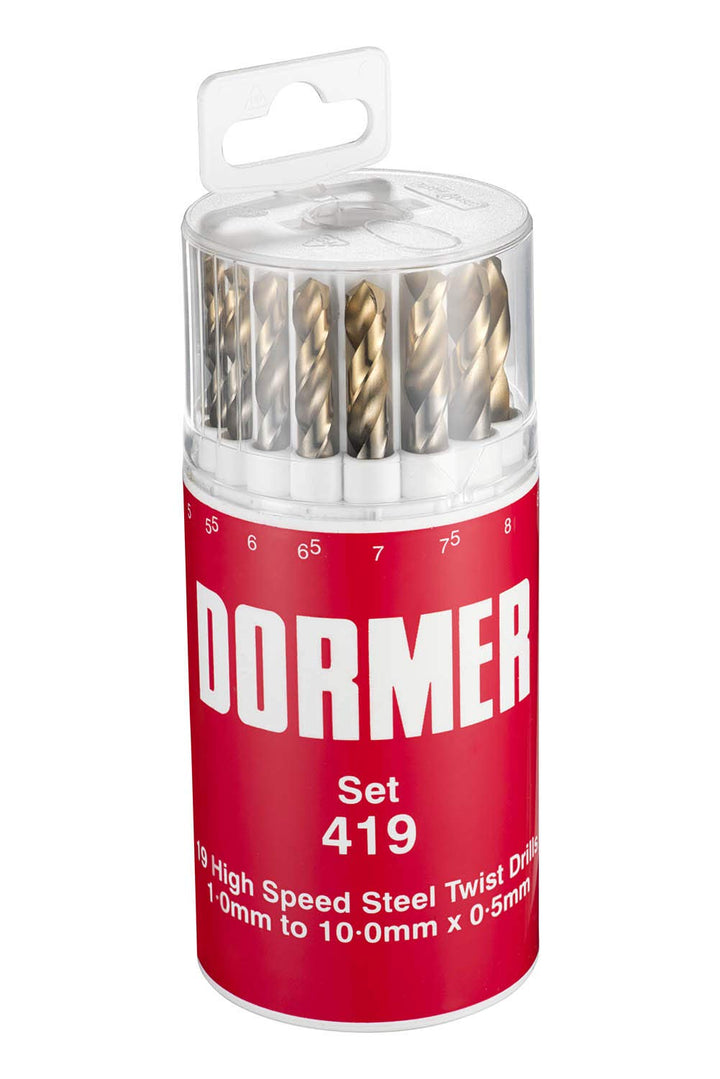 Dormer Jobber Drill Set, Set of 19 Set of 19 1mm - 10mm, Set of 19 1mm - 10mm