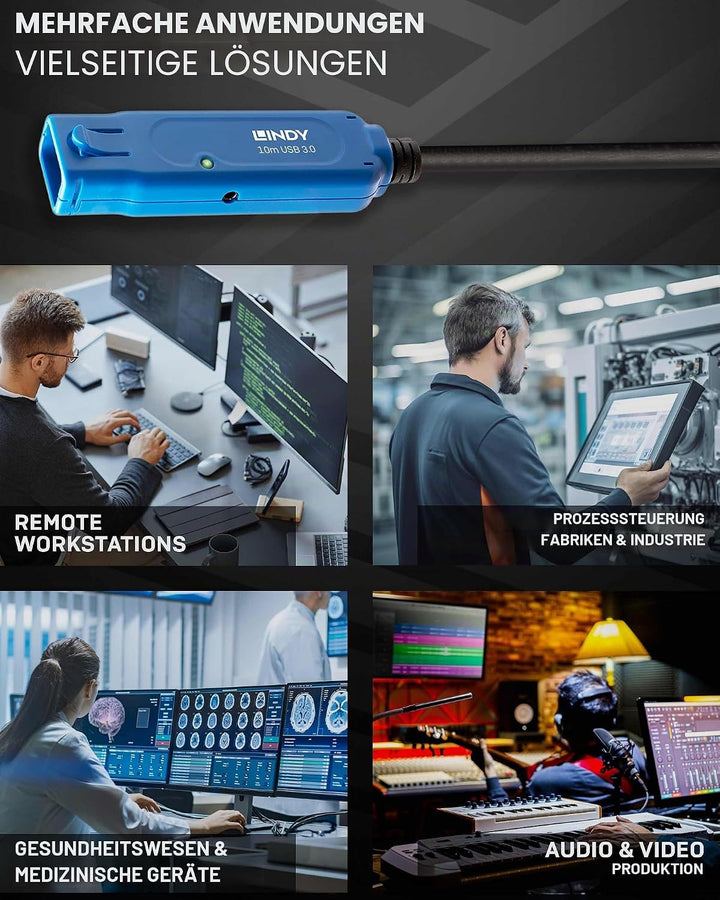 LINDY 43157 10m USB 3.0 Aktivverlängerung Pro Typ A/A Pro M/F 10 Meters