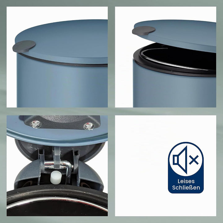kela Kosmetikeimer 3l blau matt, Silent-Close-Deckel, Tretmülleimer Badezimmer MATS, Badmülleimer mi