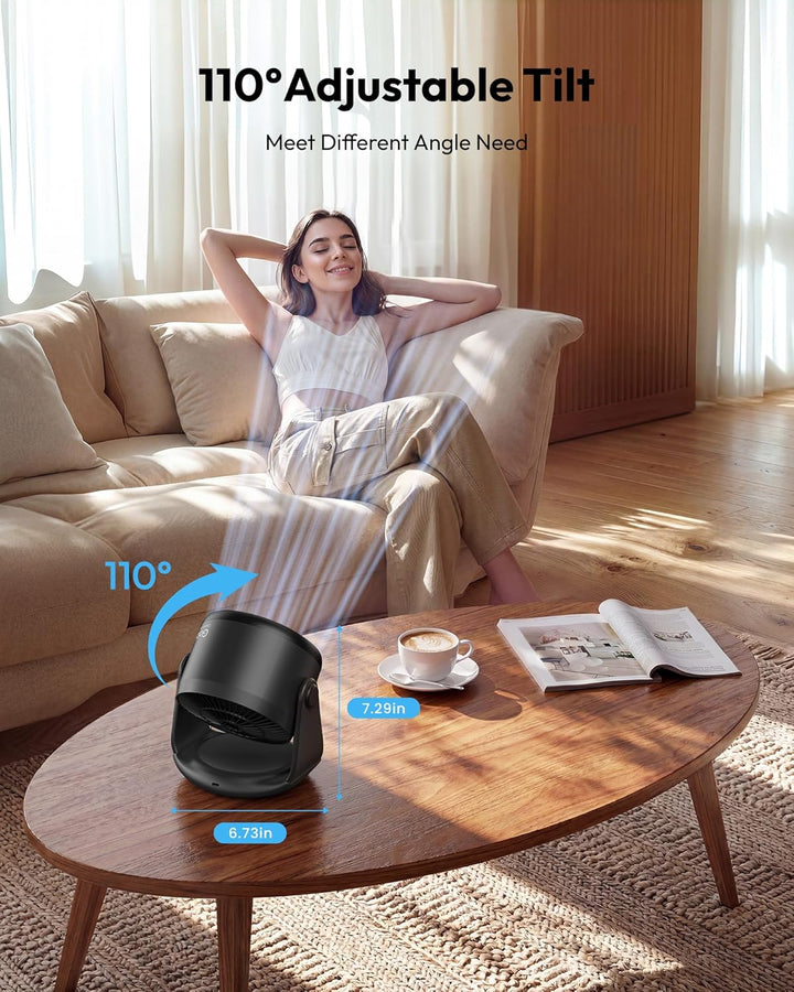 gaiatop Wiederaufladbarer Tischventilator, leiser Ventilator mit 5 Geschwindigkeitsstufen, LED-Displ