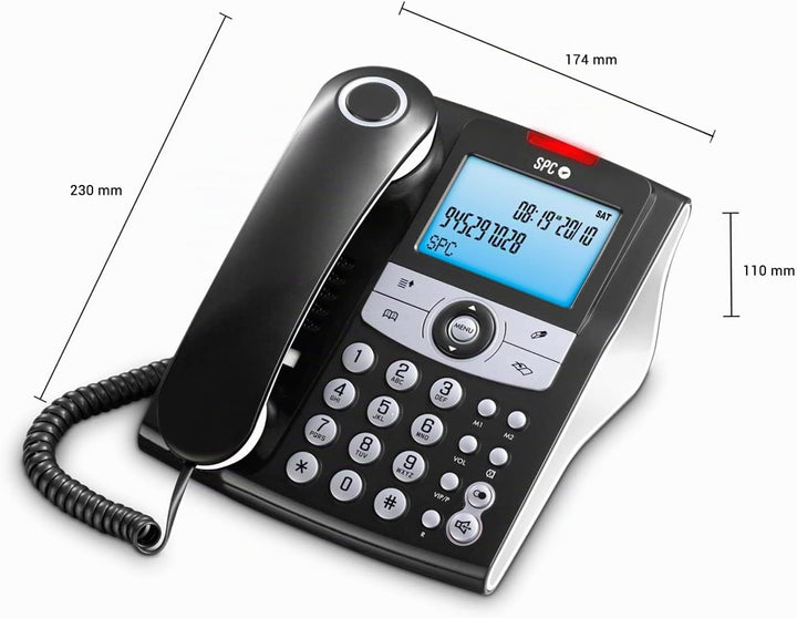 SPC Elegance ID – Festnetztelefon mit beleuchtetem Display, 2 Direktspeichern, Telefonbuch, Anrufer-