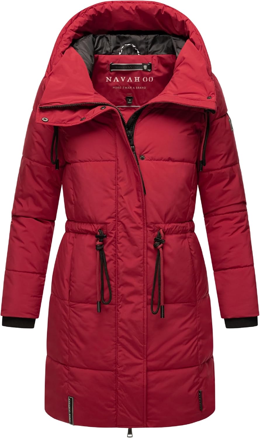 Navahoo Damen Wintermantel kurzer Steppmantel mit Kapuze Zuckertatze XIV XS-XXL S Dark Red, S Dark R