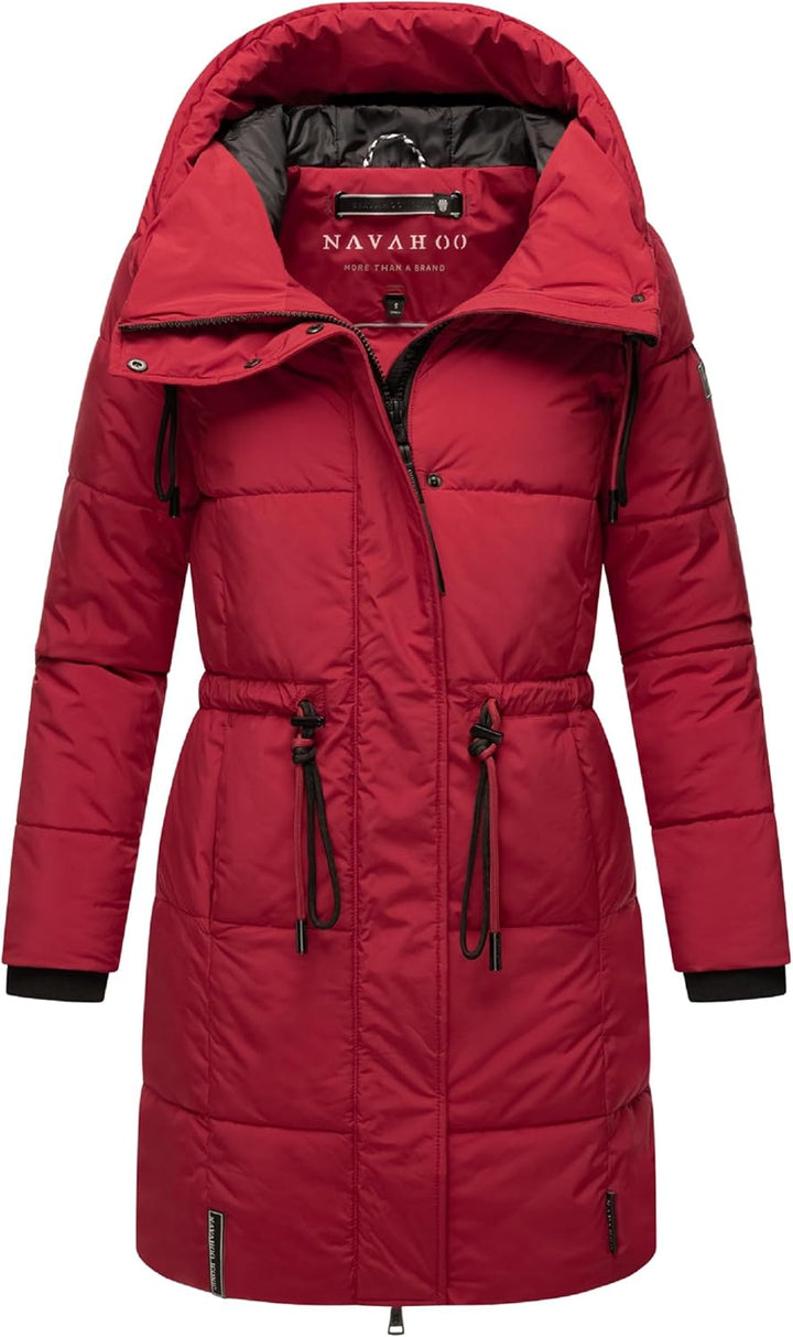 Navahoo Damen Wintermantel kurzer Steppmantel mit Kapuze Zuckertatze XIV XS-XXL S Dark Red, S Dark R