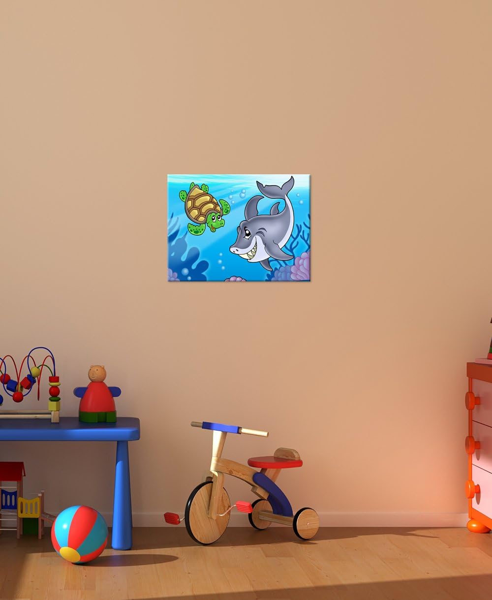 Bilderdepot24 Bild auf Leinwand | Kinderbild Unterwasser Tiere in 80x60 cm als Wandbild | Wand-deko
