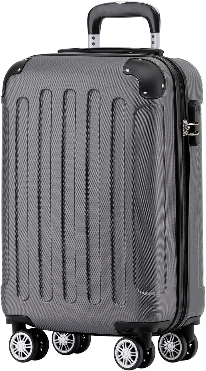 BEIBYE Hartschalen-Koffer Trolley Rollkoffer Reisekoffer Handgepäck 4 Rollen (M-L-XL-Set) (Dark Grey