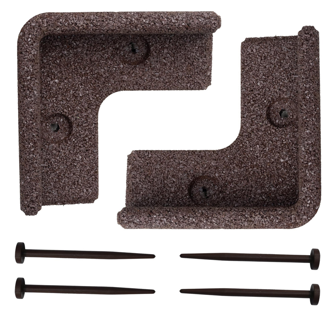 FlexiBorder 2 x 90 Grad Innenecke Braun - Gummirand für den Rasen - Gartenbegrenzung für Rasenfläche