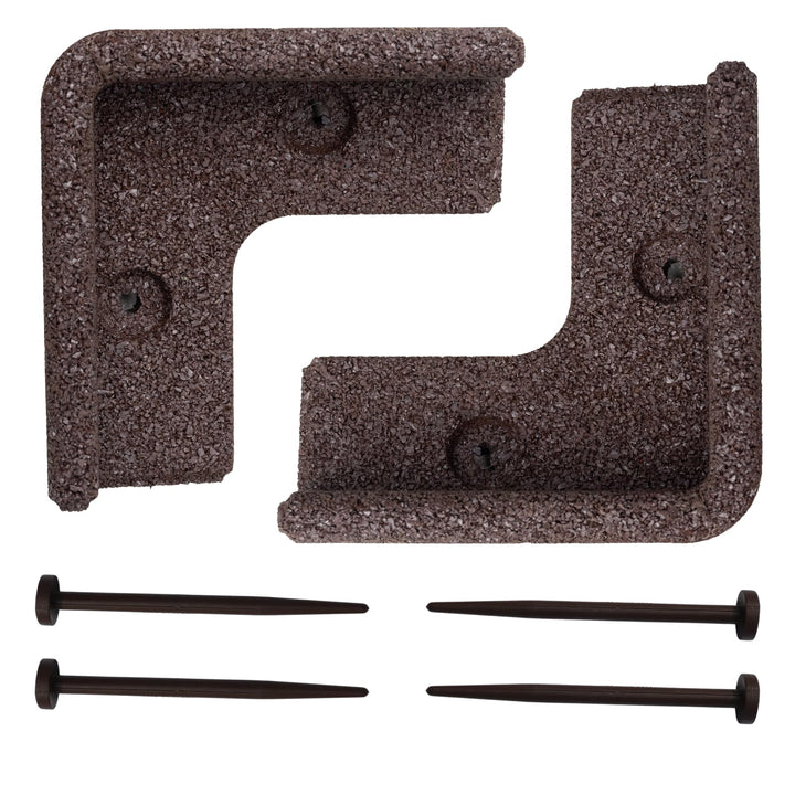 FlexiBorder 2 x 90 Grad Innenecke Braun - Gummirand für den Rasen - Gartenbegrenzung für Rasenfläche