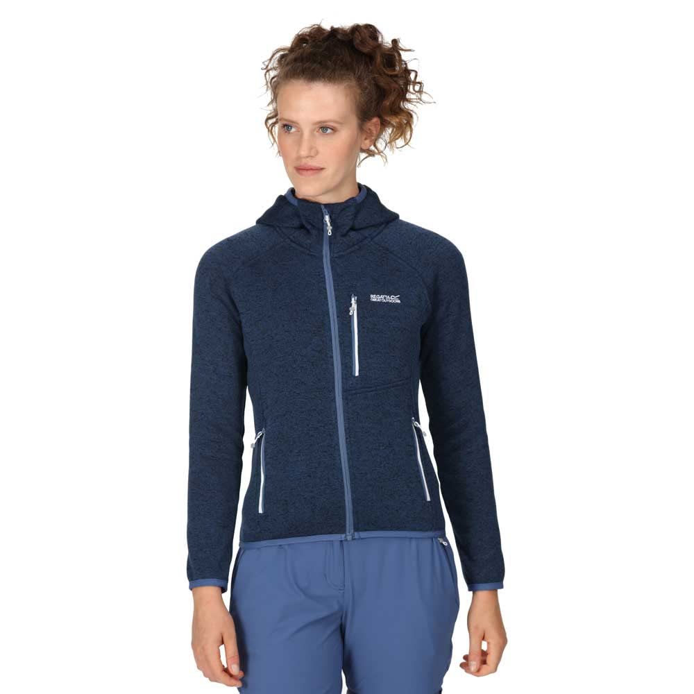 Regatta Damen Newhill Strickfkleecejacke mit Kapuze RWA597 36 dunkelblau