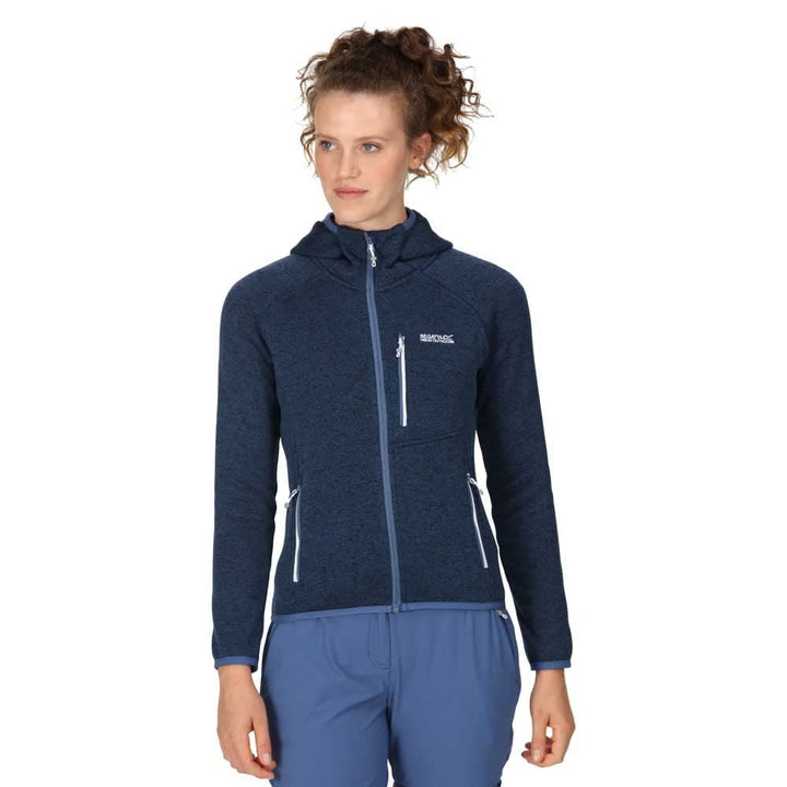 Regatta Damen Newhill Strickfkleecejacke mit Kapuze RWA597 36 dunkelblau