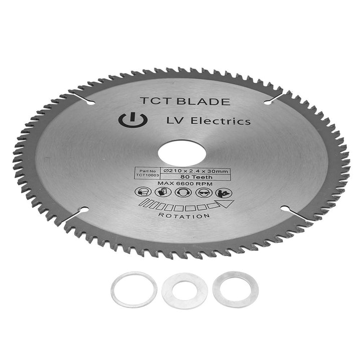 Kreissägeblatt-Set, 80 Zähne Sägeblatt 210 x 30 Kreissägeblatt 210 mm Durchmesser 30 mm mit 3 O-Ring
