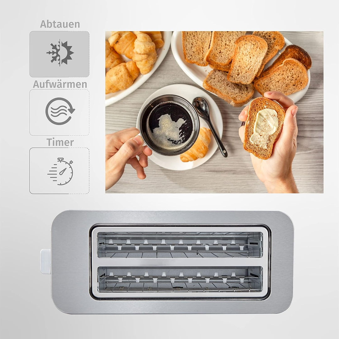 Zilan Toaster 4 Scheiben | Edelstahl | Modern | 7 Stufen | Krümelschublade | LCD Display Touchscreen