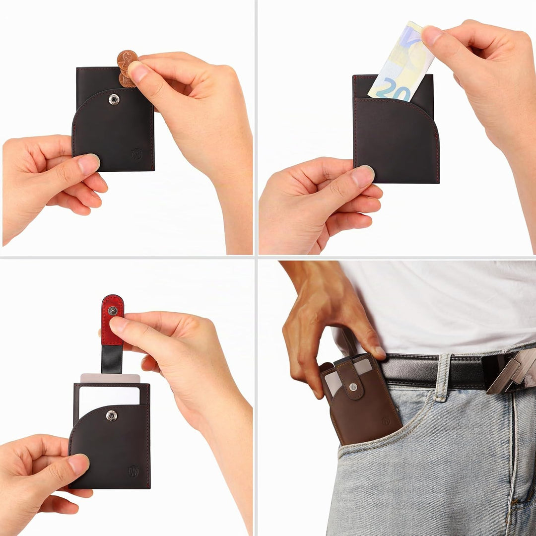 Will Fire® Nano Wallet | Minimal Slim Wallet | Mini Geldbörse Herren &amp; Damen klein | Leder Portmonee