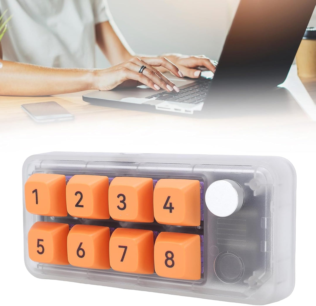 ASHATA Wired USB C Numerische Tastatur, Programmierbare Makro Tastatur, 8 Tasten Typ C Number Pad mi