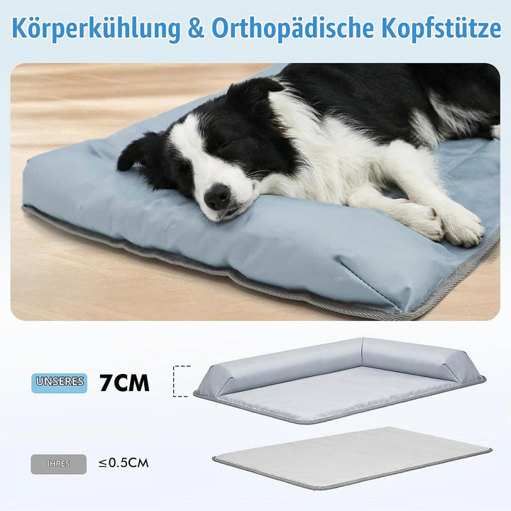 XIAPIA Kühlmatte Hunde Ergonomisch mit Rand (7cm), 48x58 cm Hundebett Selbstkühlend, 100% Ungiftiges