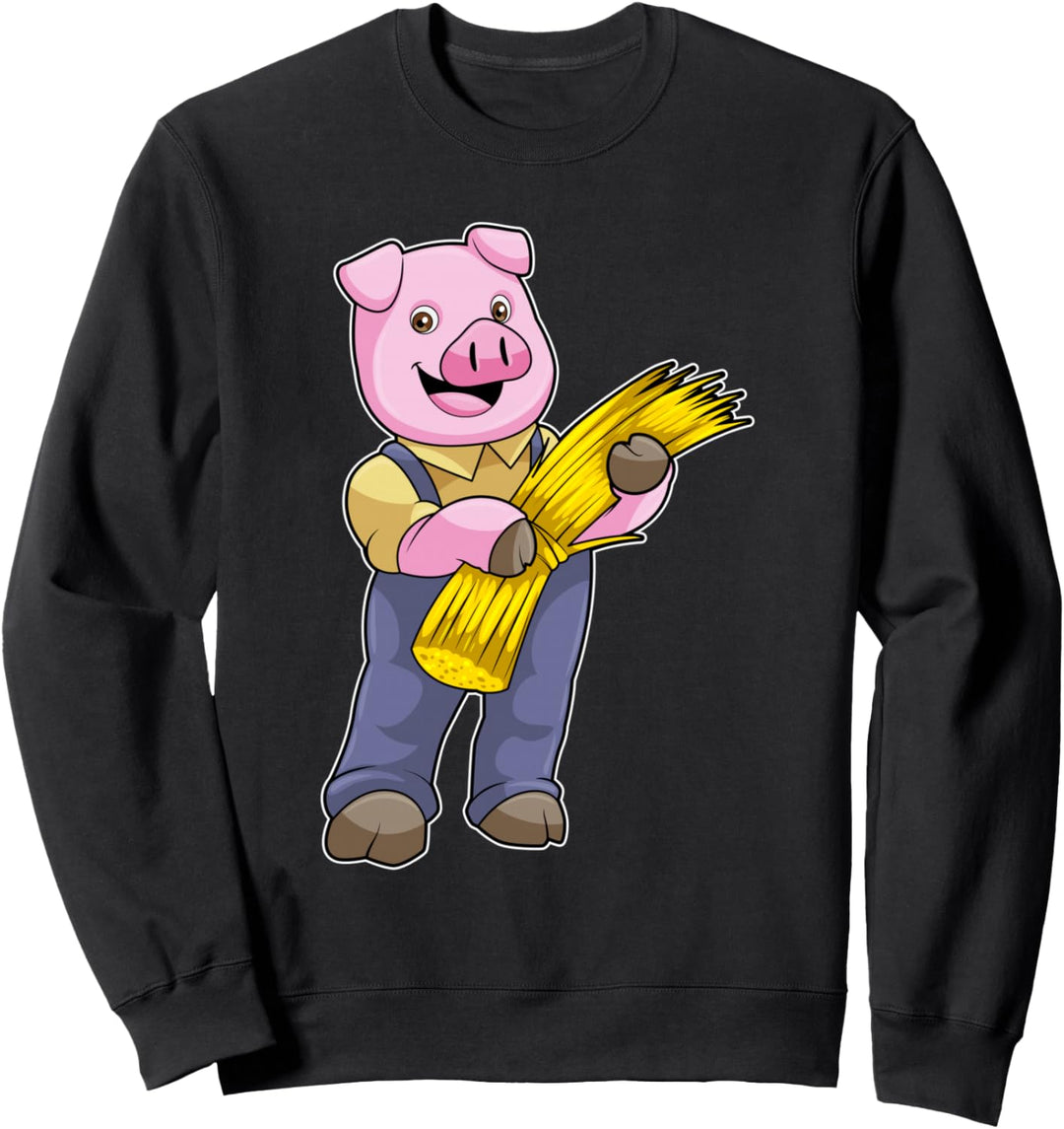 Schwein Landwirt Stroh Blaumann Sweatshirt