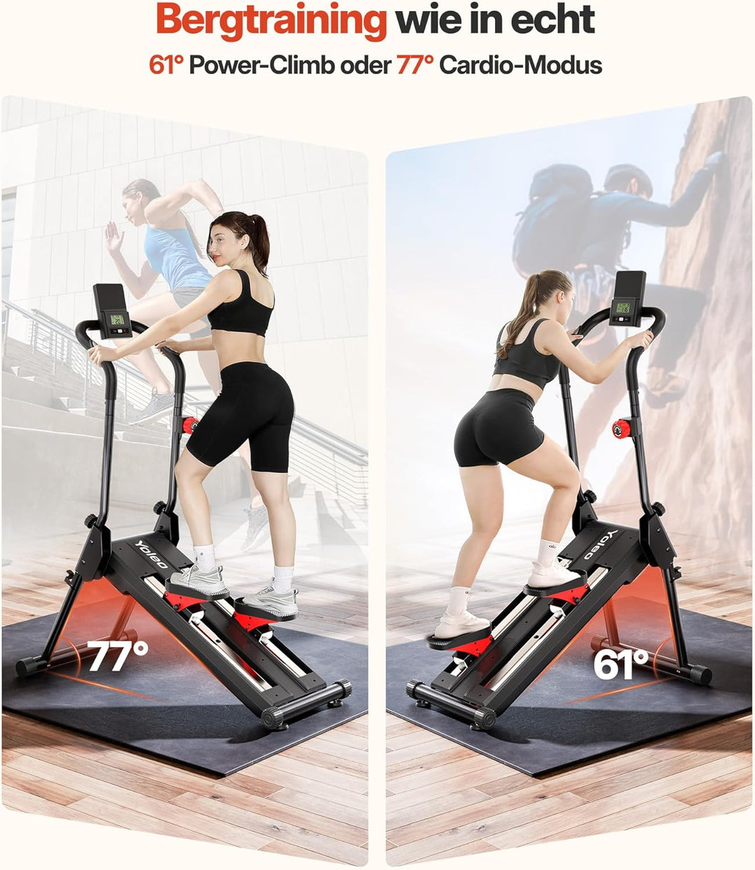 YOLEO Profi Stair Stepper mit Magnetwiderstand, 16-stufiger Treppensteiger für Zuhause, klappbares C
