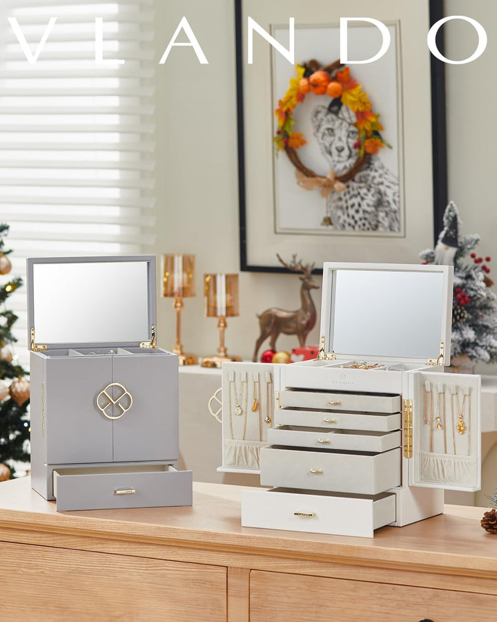 Vlando Schmuckaufbewahrung Gross, Schmuckschatulle Schmuck Organizers Gross XXL, Schmuckkästchen mit