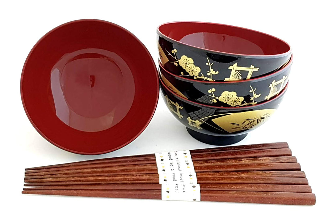 Miso Schalenset für Misosuppe SACHI inklusiver Essstäbchen kleine Suppenschalen Set aus Japan Ø 11,6