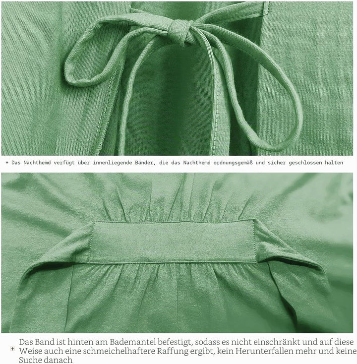 COLORFULLEAF 100% Baumwolle Bademantel Damen Kurz Morgenmantel Leicht Knielang Kimono Saunamantel Na