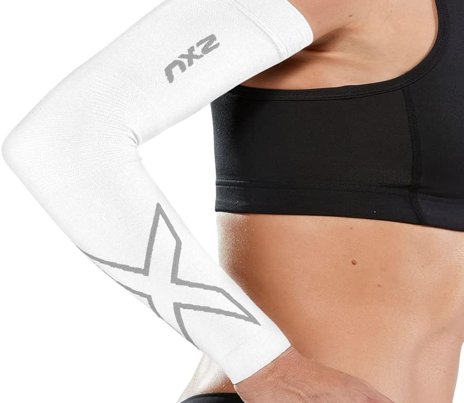 2XU Herren Ua4009a Flex Compression Arm Sleeves L Weiss/Grau, L Weiss/Grau