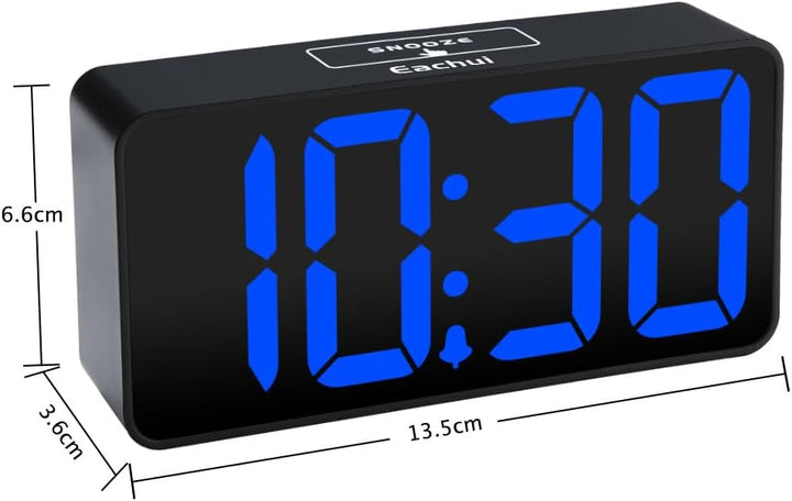 Eachui LED Digitaler Wecker mit USB-Ladeanschluss, Grosse Ziffern Display, Lauter Alarm, Helligkeit