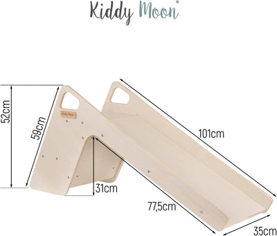 KiddyMoon Kinder Rutsche Aus Holz Stabile Kleinkinderrutsche 2In1 Multifunktion Montessori, Gross, G