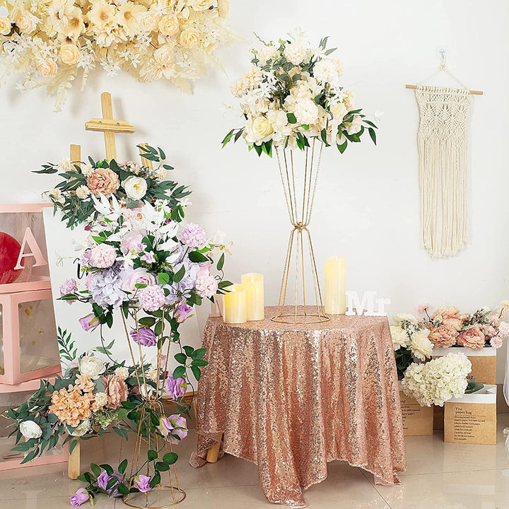 Gold Vasen Hochzeit Tafelaufsätze Blumenständer Metall 60cm hoch Trompete Vasen Geometrische Blumens