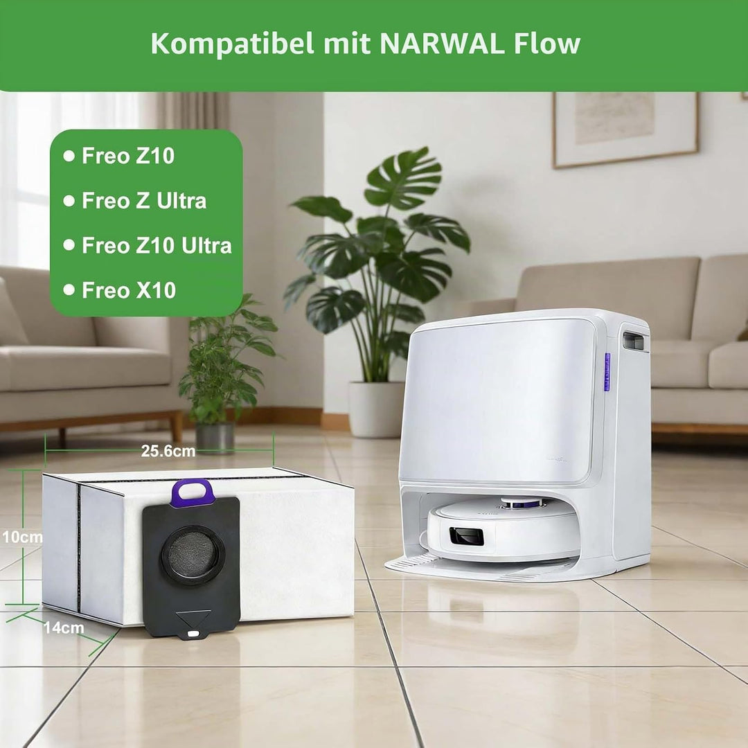 14 Stück Staubbeutel für NARWAL Flow, Freo Z10, Freo Z Ultra, Freo Z10 Ultra, Freo X10 Pro Saugrobot