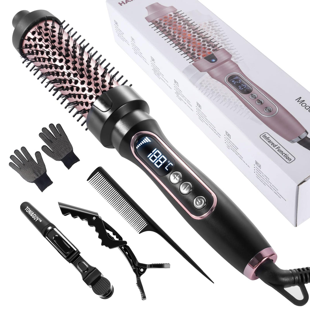 38mm Wärmebürste Thermobürste, 3 in 1 LCD 110-210℃Heated Round Thermal Brush,Lockenbürste für Lose L