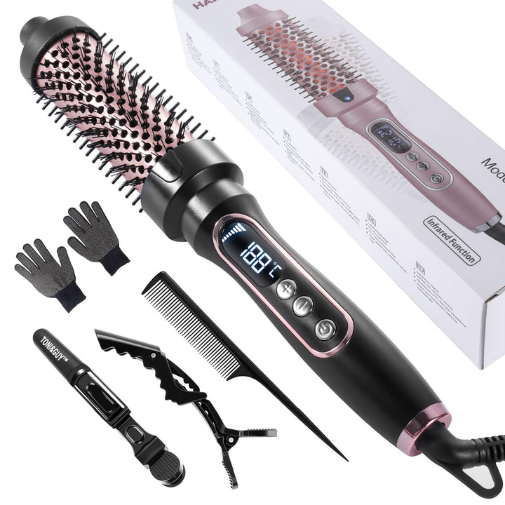 38mm Wärmebürste Thermobürste, 3 in 1 LCD 110-210℃Heated Round Thermal Brush,Lockenbürste für Lose L