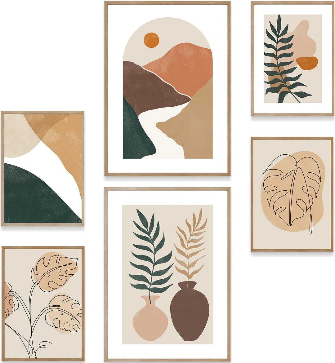 MUUDLY® Premium Poster Set, Moderne Wandbilder für Wohnzimmer und Schlafzimmer, 2 x A3 &amp; 4 x A4, Bil