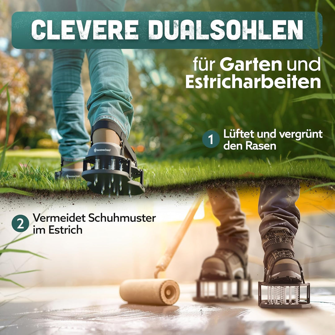 RASENKÖNIG Nagelschuhe Pro | Rasenlüfter Schuhe + Estrichschuhe | Rasenbelüfter Vertikutierer und Ae