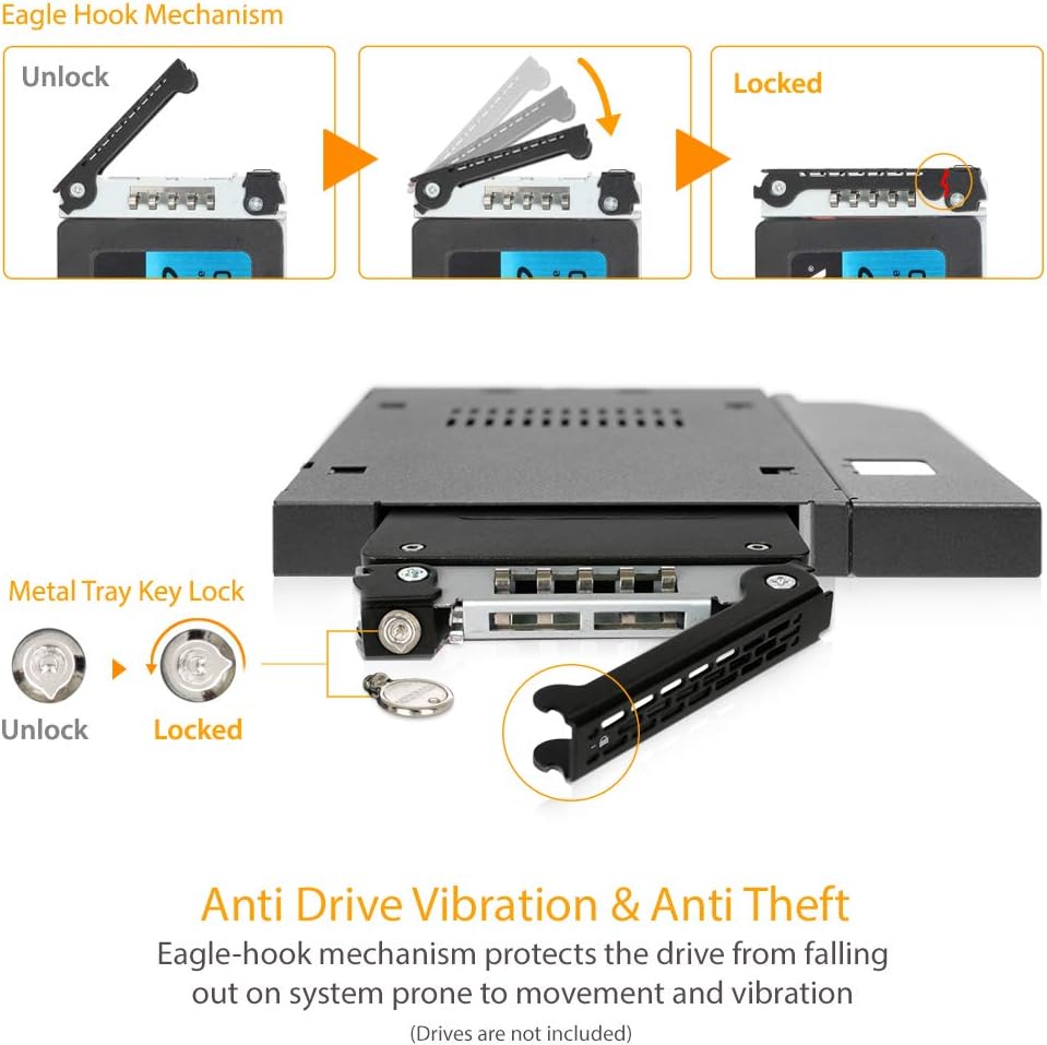 ICY DOCK SATA/SAS Hot Swap Wechselrahmen für 2,5 Zoll (6,4cm) SSD/HDD - Slim-ODD/Slim-FDD Vollmetall