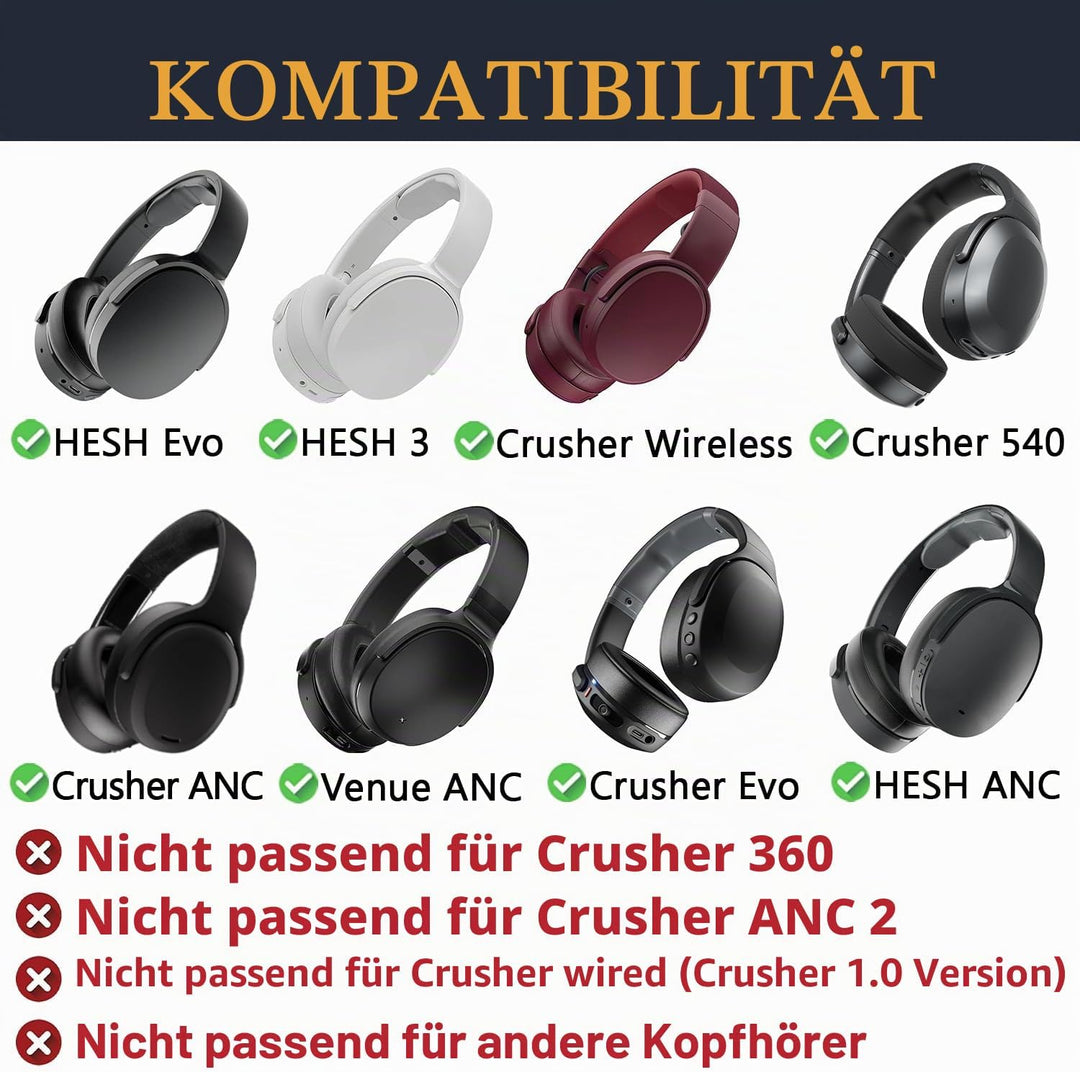 SOULWIT Kühlgel Ersatz Ersatzpolster Polster Ohrpolster für Skullcandy Hesh 3/ANC/Evo &amp; Crusher Wire