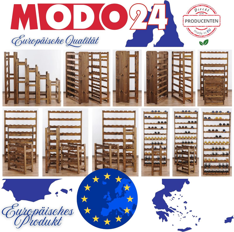 MODO24 Weinregal, Holz, unbehandelt, 72.5 x 25 x 166 cm, 25-Einheiten 72.5 x 25.0 x 166.0