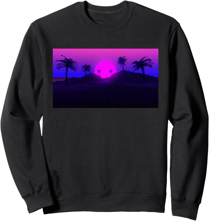 Retro Pink Purple Sunset Palm Trees Sweatshirt