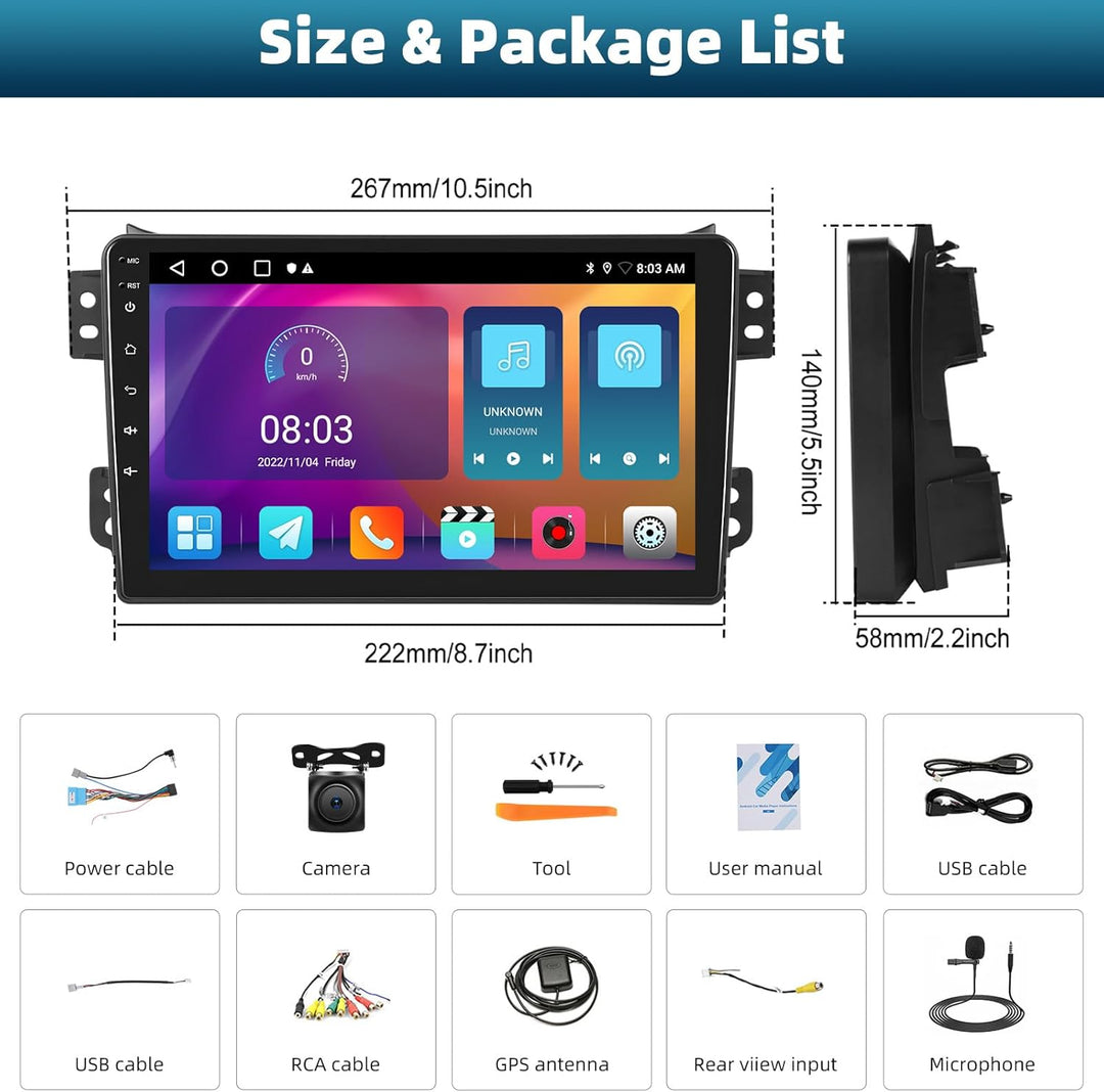 SIXTOP [2G+64G] Android 13 Autoradio mit Bluetooth für Suzuki Splash Ritz/Opel Agila 2004-2014 mit C