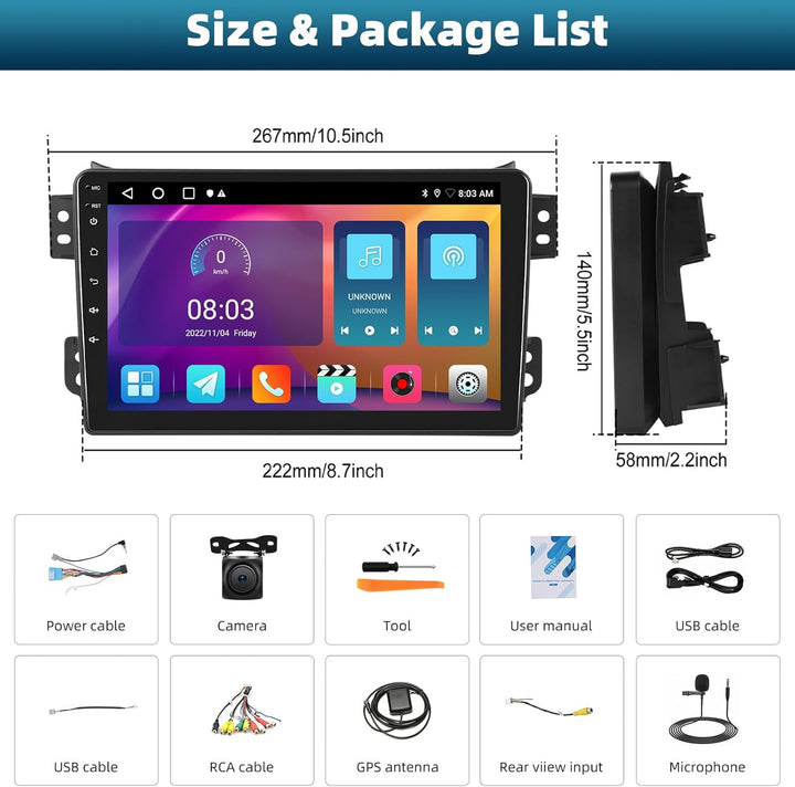 SIXTOP [2G+64G] Android 13 Autoradio mit Bluetooth für Suzuki Splash Ritz/Opel Agila 2004-2014 mit C