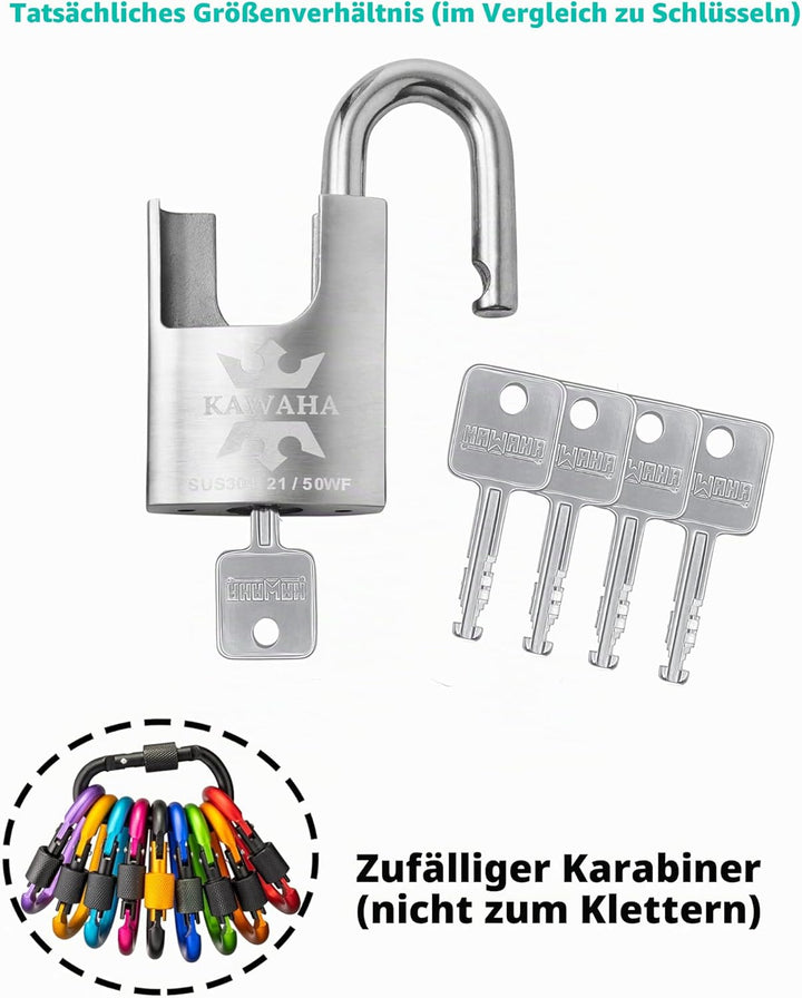 21/50KD-5SK Hochsicherheits-Vorhängeschloss aus Edelstahl mit Schlüssel für den Innen- und Aussenber