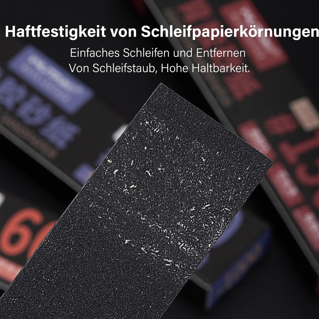 WUTA Schleifpapier Set mit Kohlefaser-Platten, 120 Blätter selbstklebend in 4 Körnungen (320/600/100
