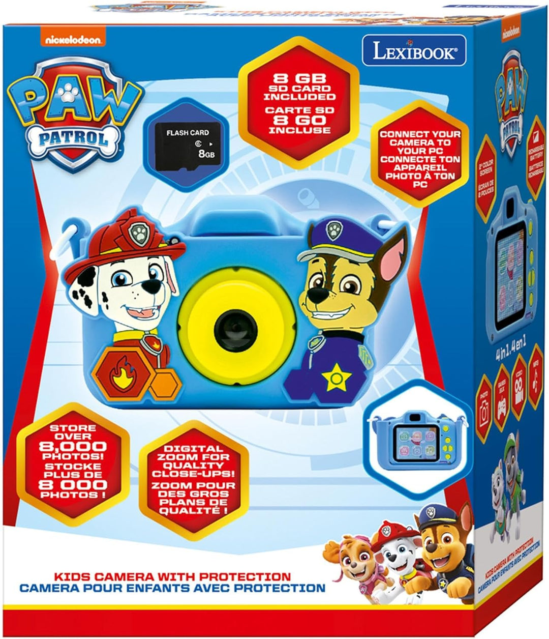 Lexibook, Paw Patrol, 4-in-1 Kamera für Kinder mit Schutz, Foto-, Video-, MP3- und Spielfunktionen,