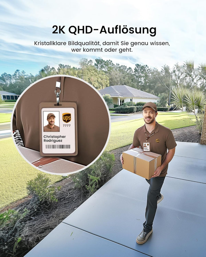 AOSU 2K Überwachungskamera Aussen Akku 240 Tage 2-Kit + Aosubase 32GB Lokaler Speicher ohne Abo Kabe