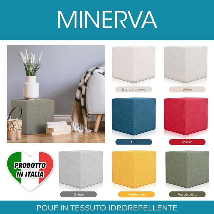 Deshome Pouf hocker Fussstütze 43x43x44 cm Wasserabweisender Stoff: Modernes Design Pouf für Sofa Wo