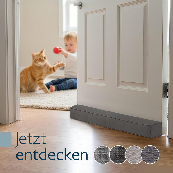 Beautissu 2er Set Zugluftstopper für Türen Wärmeschutz Kälteschutz | 90cm Anthrazit Stoff Tür Fenste