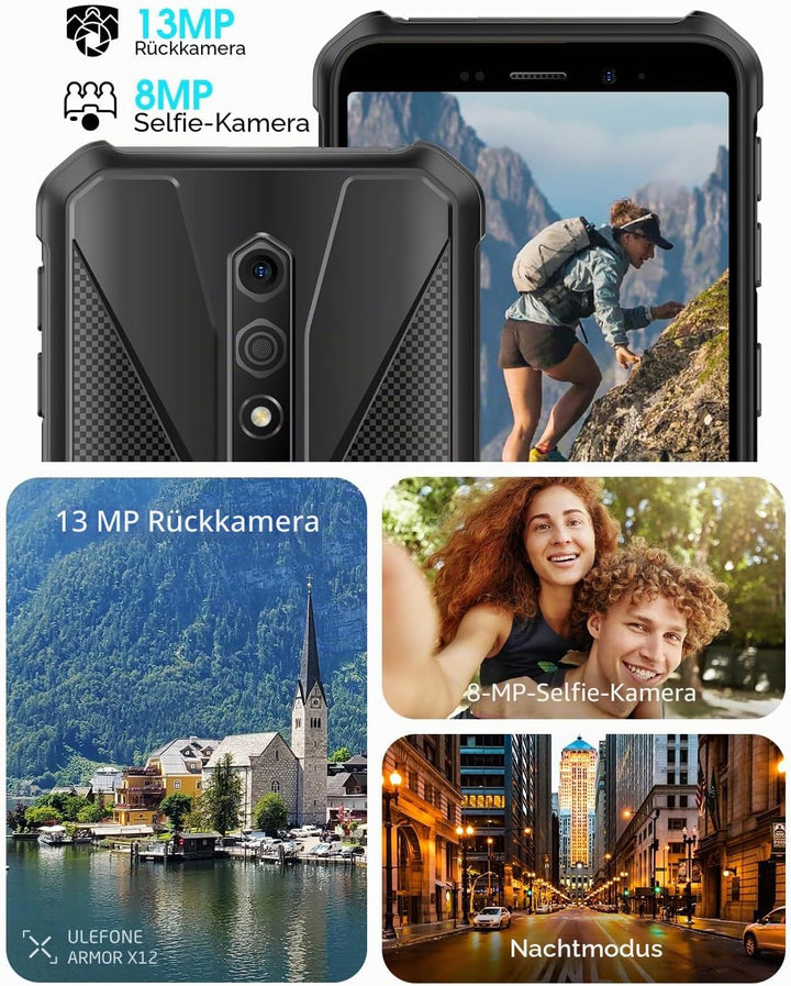Ulefone Armor X12 Outdoor Smartphone Android 13 Go 6GB + 32GB/256GB SD 4860mAh 5,45'' HD+ 13MP+8MP I