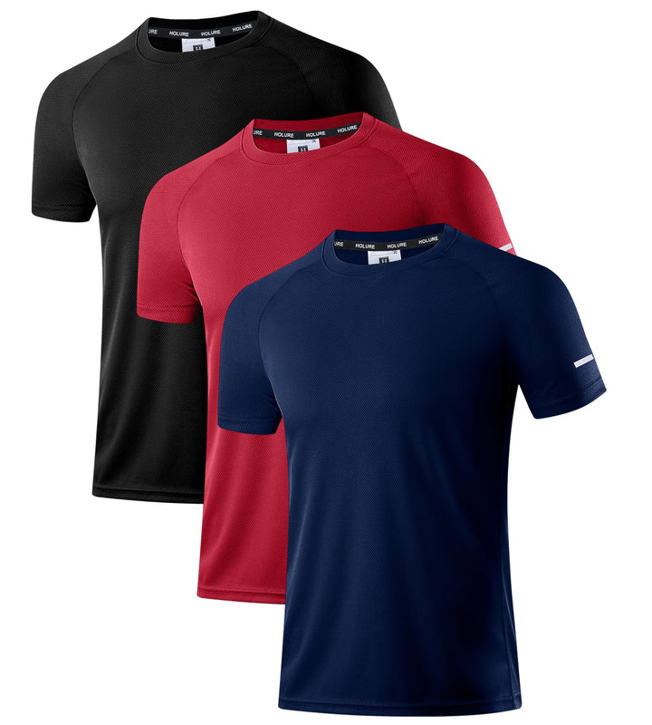 Holure 3 or 5er Pack Herren Sports Tshirts Atmungsaktiv Schnelltrocknend Kurzarm T-Shirts Funktionss