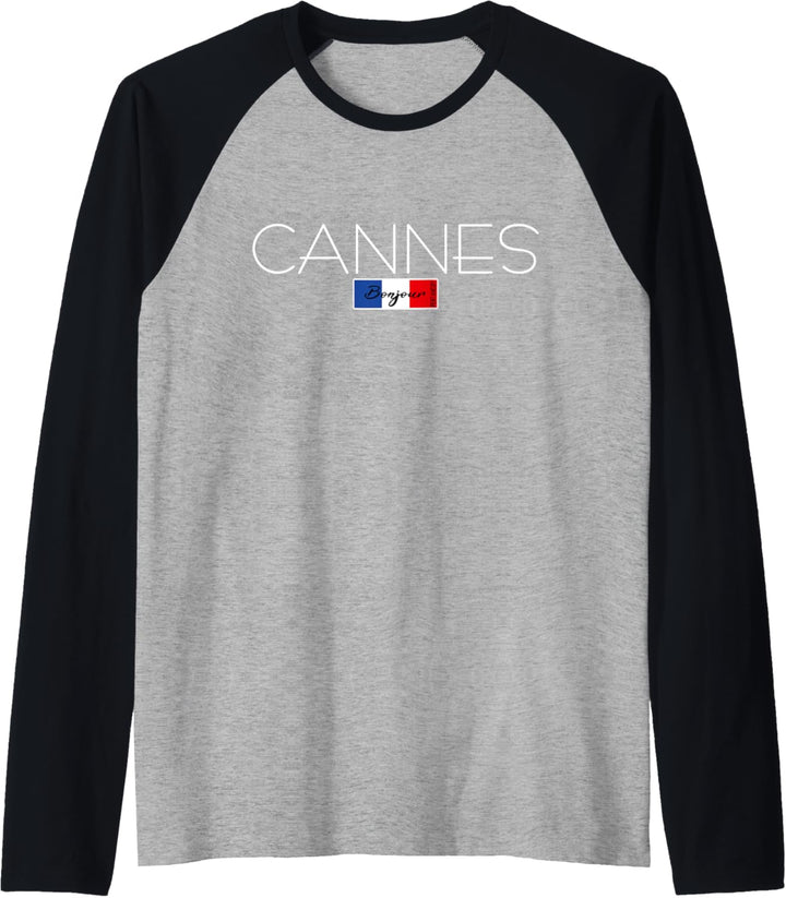 Cannes Frankreich Urlaub Sommerparty weisse Schrift Raglan