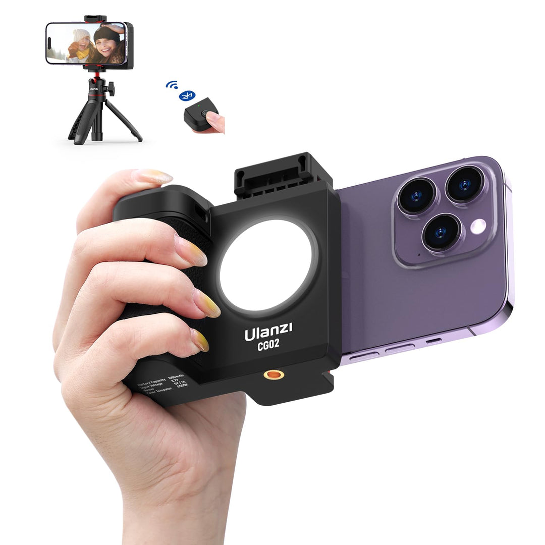 Smartphone Handle Grip, ULANZI CG02 Smartphone Capgrip mit Aufhelllicht, 3 Stufen Einstellbar, Smart