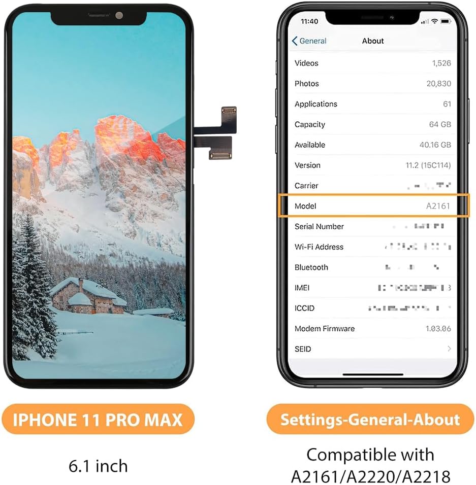 bokman für X/XS/XR/XSM/11/11P/11PM/12/12M/12PM LCD Display iPhone 11 Pro Max, iPhone 11 Pro Max