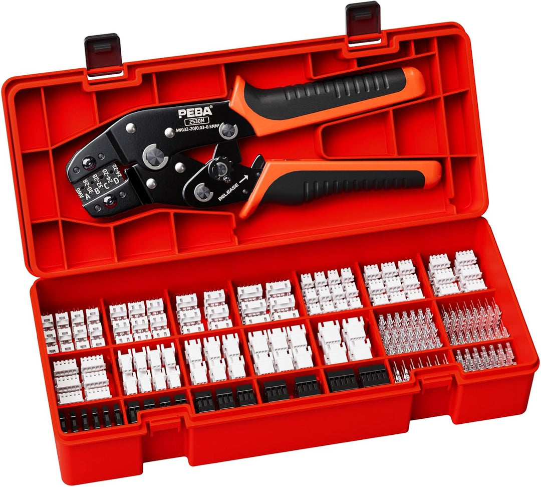 PEBA Crimpzange Stecker Set, Inkl. 21 Stile Dupont 2,54mm/JST-XH 2,5mm Stecker Set, Crimpzangen 0,03